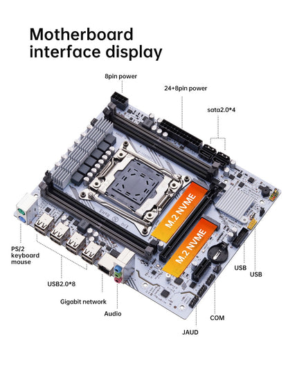 QIYIDA X99 Placa-Mãe Kit Xeon LGA2011-3 E5 2650 V4 2pcs*8gb=16GB DDR4 RAM USB PCI 3.0 NVME M.2 SATA M-ATX
