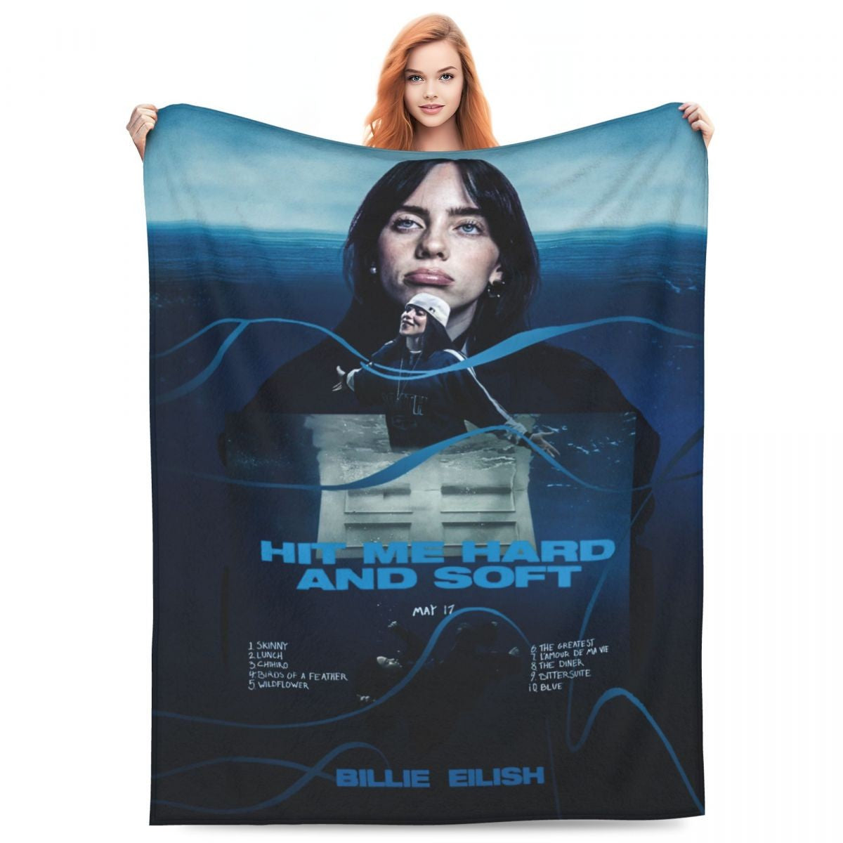 Manta de Lã Hit Me Hard And Soft Merch Billie Macia e Aconchegante para Carro e Quilt