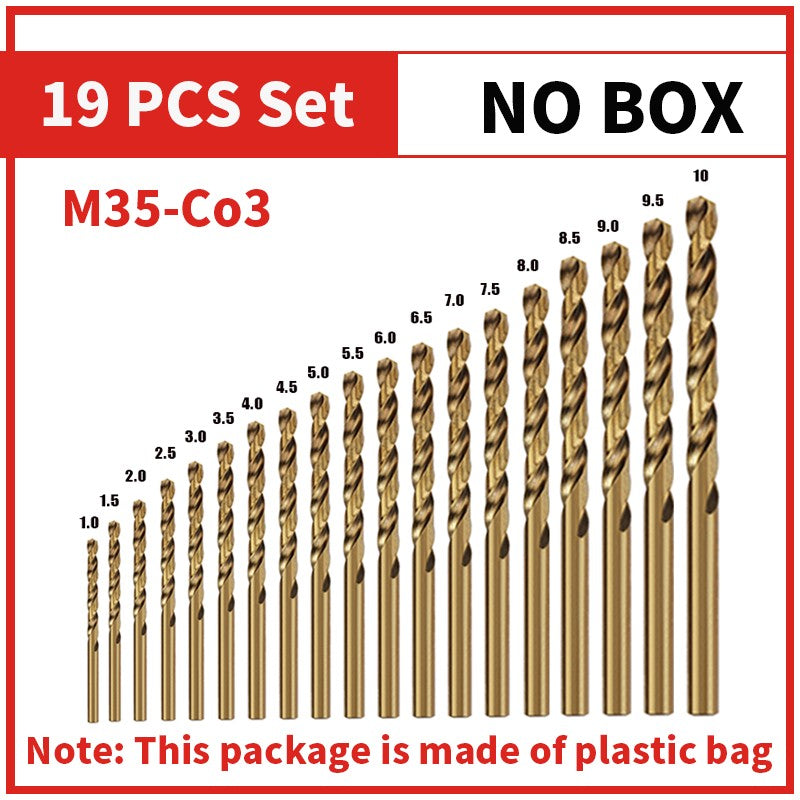 Broca Helicoidal de Aço Rápido Cobalto M35 Conjunto de Ferramentas Acessórios de Broca para Perfuração de Aço Inoxidável e Metal