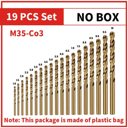 Broca Helicoidal de Aço Rápido Cobalto M35 Conjunto de Ferramentas Acessórios de Broca para Perfuração de Aço Inoxidável e Metal