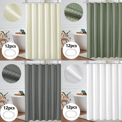 Shower Curtain Waterproof Mildew-proof with 12 Hooks Modern Shower Plant Printed Curtain Set For Bathroom Bathroom