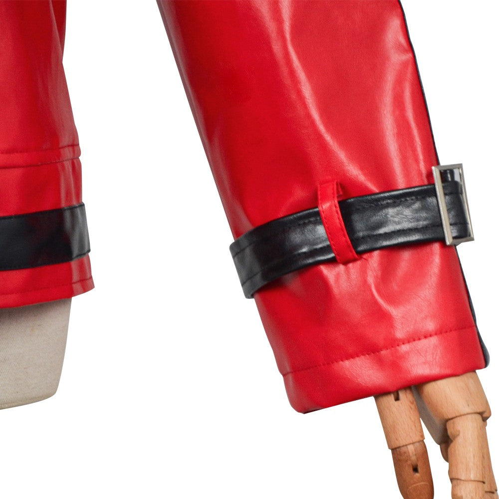 Michael Jackson Thriller Scary Costume Red Leather Jacket for Women Man Adults Dress Halloween Baseball Jacket Retro Bomber Coat