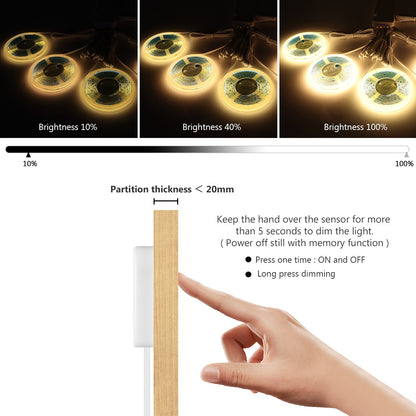 Smart Dimmable COB LED Strip Touch Sensor Lights for Kitchen Room Cabinet Wall Ceiling Backlight Christmas Decoration Lighting