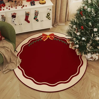 VIKAMA Christmas Snowflake Anti-Slip Washable Rug - Essential Round Floor Mat for Home Room Deco