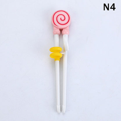 {MX} Cute Cartoon Animal Head Chopsticks For Children Eating Training with Finger Guide Food Grade Plastic Baby Learn Chopsticks