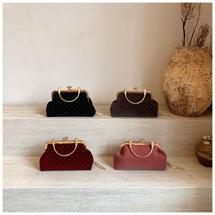 Luxury Design Women's Evening Clutch Purse Dinner Party Ladies Small Clip Shoulder Bag Handbags Retro Female Chain Crossbody Bag
