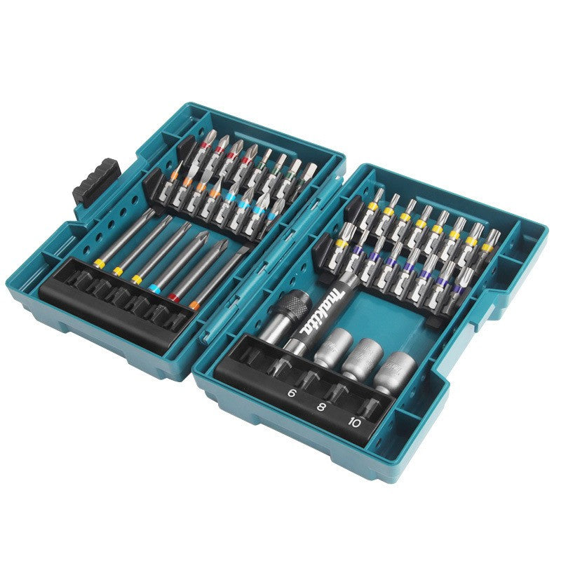Jogo de Bits para Parafusadeira Elétrica Makita B-55697 43 Peças Codificados por Cores Tipo Flor Cruzada Soquete Sextavado Acessórios para Ferramentas Elétricas