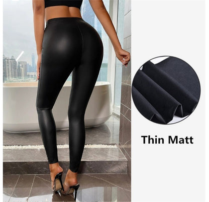 High Waiste Pu Leather Pants Women Autumn 2023 Fashion Versatile Casual Solid Slim Hip Lifting Pencil Trousers Female Streetwear