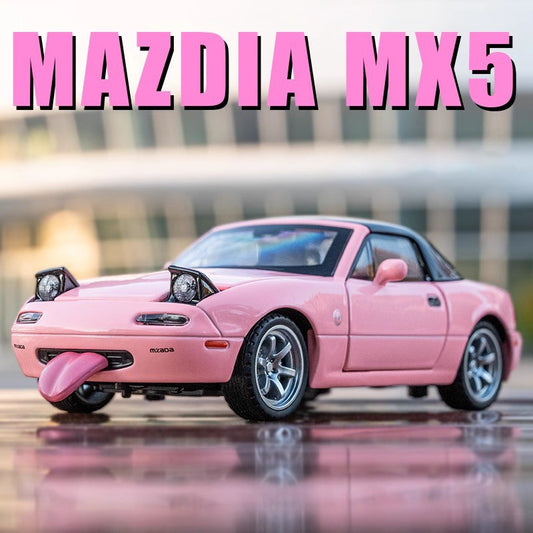 1/32 Mazda MX-5 Miniautura Diecast Miata RoadSter Brinquedo Carro Modelo Som e Luz Portas Abríveis Coleção Presente para Crianças Meninos Meninas