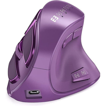 Mouse sem fio vertical Bluetooth para tablet, laptop e notebook, recarregável, USB, sem fio, ergonômico para destros