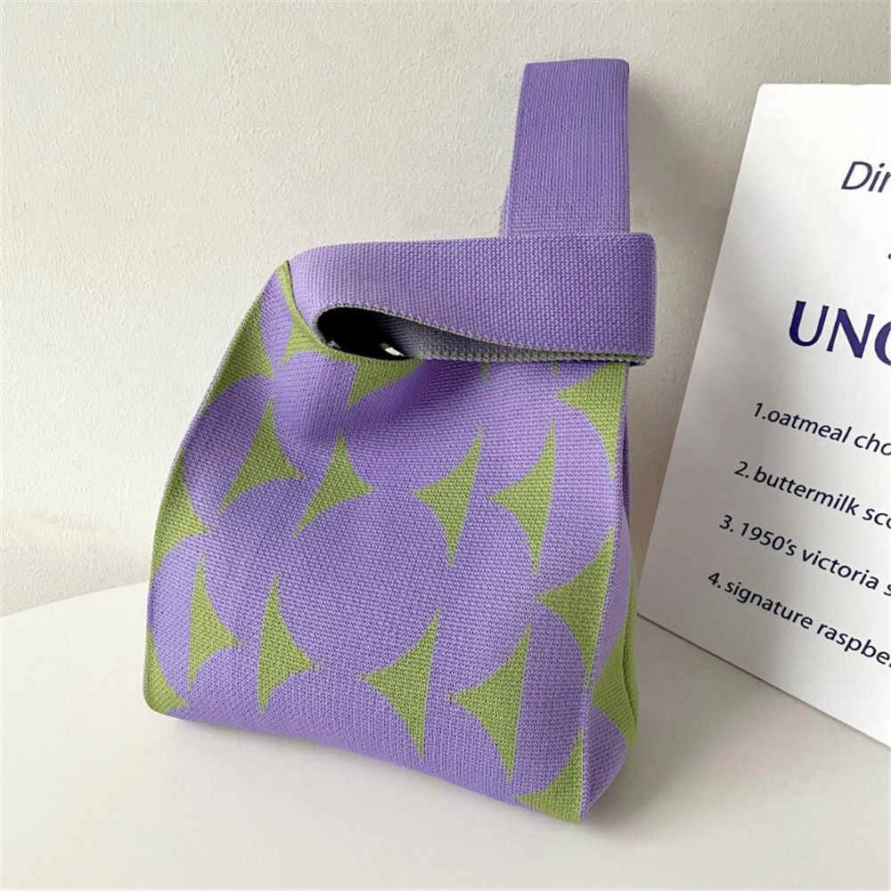 Girls Reusable Handmade Knit Handbag Tote Bag Wrist Bag Shopping Bags