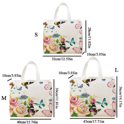 Reusable Non-Woven Fabric Shopping Bag Butterfly Printing Eco Bag Foldable Large Capacity Travel Storage Tote Shopper Bag
