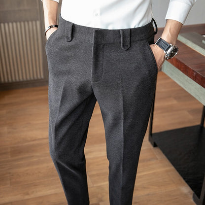New Autumn Men's Gray Pants, Fashion Casual Trousers, Asian Size 28-36 Slim Suit Pantalon for Men
