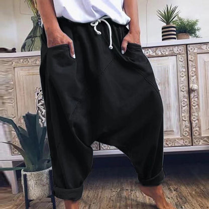 Women's Casual Harem Crotch Pants, Fashionable Lace-up Harem Pants, Women Trousers, Oversized Hip-hop Streetwear Woman