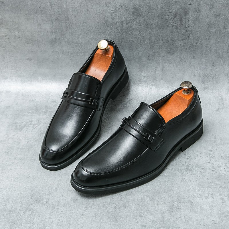 Men's Formal Leather Shoes Classic Style Slip On Loafers Round Toe Breathable Non-Slip Business Dress Wedding Office Casual Shos