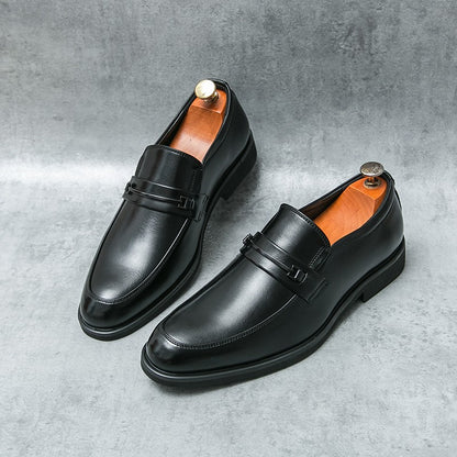 Men's Formal Leather Shoes Classic Style Slip On Loafers Round Toe Breathable Non-Slip Business Dress Wedding Office Casual Shos