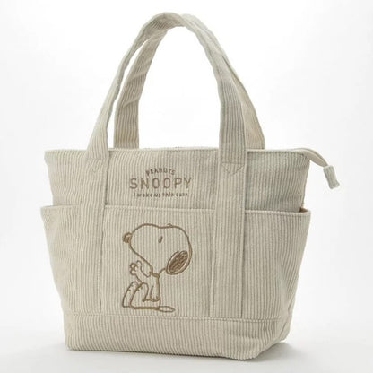 Disney Series Cute Snoopy Corduroy Tote Bag Casual Hundred Students Large Capacity Handbag Zipper Shoulder Large Bag