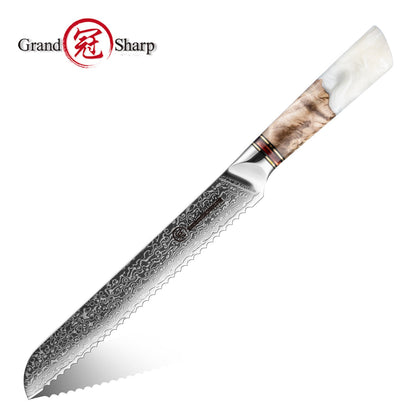 Grandsharp 1-6Pcs Kitchen Knife Set 67 Layer Damascus Steel Solidified Wood Handle Chef Utility Paring Knife with Gift Box