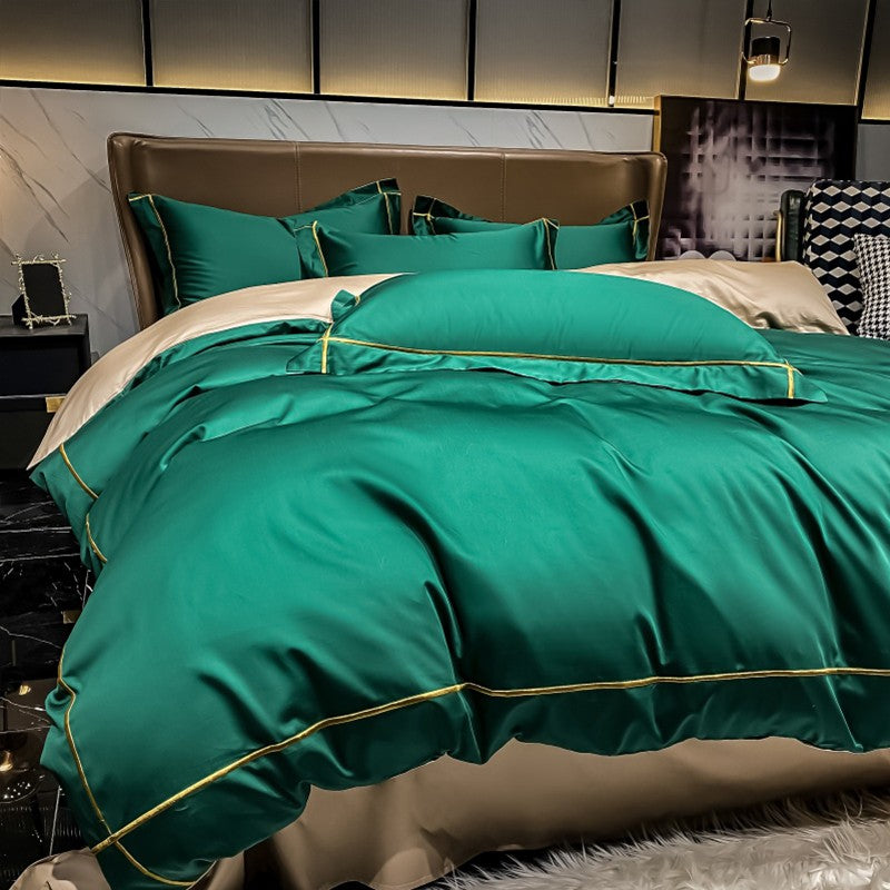 Lençol de Cima Bordado 100% Algodão Egípcio Sedoso Conjunto de Cama Lençol de Cima Queen King Size