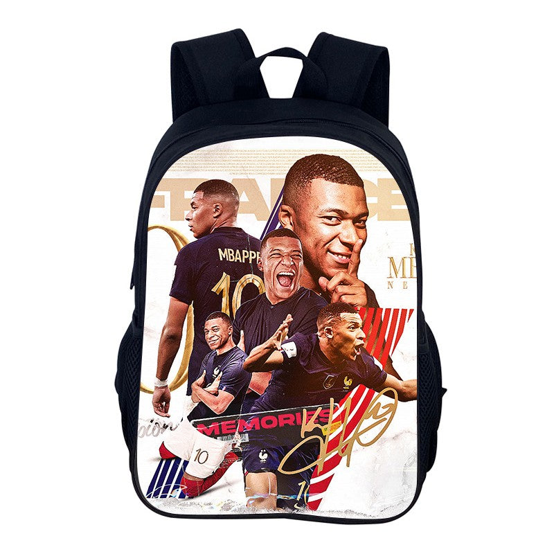 M-Mbappe Conjunto de 3 Peças Bolsa Escolar Mochila Esportiva de Futebol com Bolsas de Ombro Estojo para Canetas Mochila Escolar Jogador Estrela para Melhor Presente