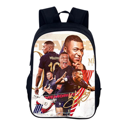 M-Mbappe Conjunto de 3 Peças Bolsa Escolar Mochila Esportiva de Futebol com Bolsas de Ombro Estojo para Canetas Mochila Escolar Jogador Estrela para Melhor Presente