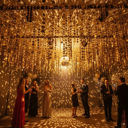 Shimmer Golden Sequin Curtain Backdrop Sparkly Glitter Hanging Decorations for Weddings Party Porch Decor & Holiday Celebrations