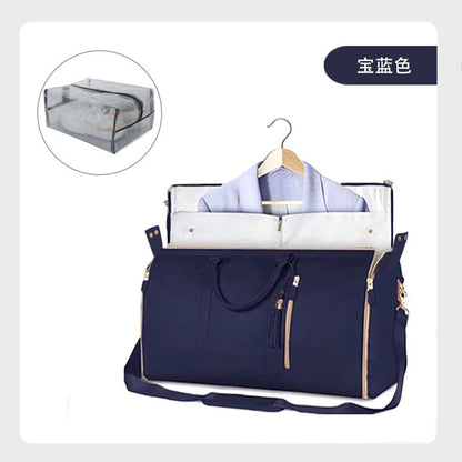 1pc Foldable Women's Travel Convenient Carry-on Clothing Bag Large PU Leather Duffel Bag Women's Business Travel Bag