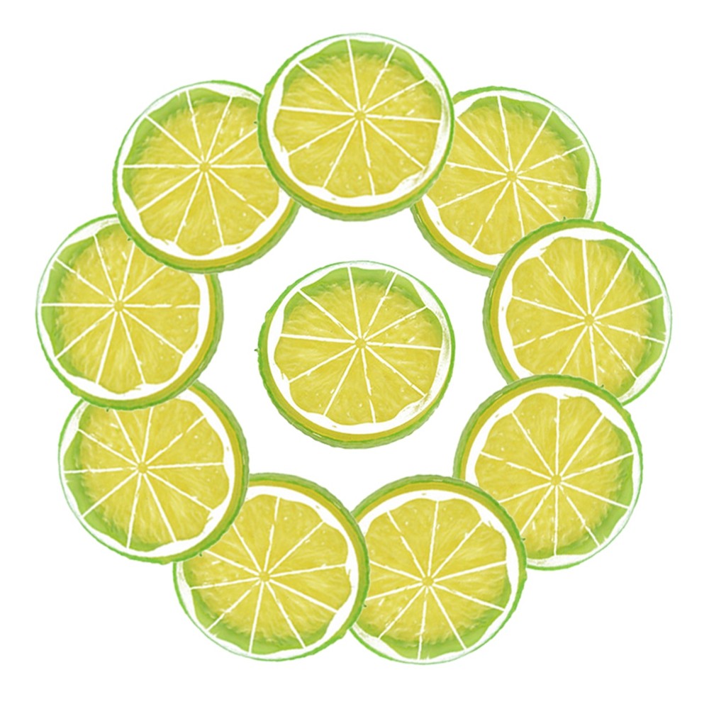 10PC Artificial Lemon Slices Blocks Simulation Lemon Slice Fake Lemon Block-Double Side Fake Fruit Model for Party Wedding Decor