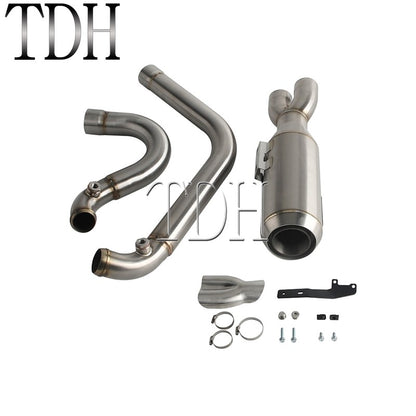 2-into-1 Exhaust Mufflers Drag Pipe Slip On Muffler System For Harley Dyna Wide Glide Super Glides Street Bob Low Rider FatBob