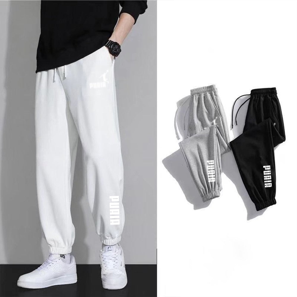 Roupa de exercício masculina. Calças esportivas casuais 2026 para esportes ao ar livre, com design de cós elástico, corte reto solto e confortável.