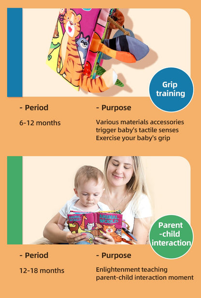 Baby Cloth Book Baby Toys 0-3 Year Old Infant Early Education Toys 6 Pages Cloth Book