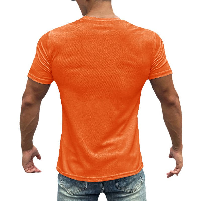 Gym Fitness Muscle Short Sleeve O-Neck Clothing Summer Mesh Breathable Quick Dry Cool T-shirt Mens Bodybuilding Running Shirts