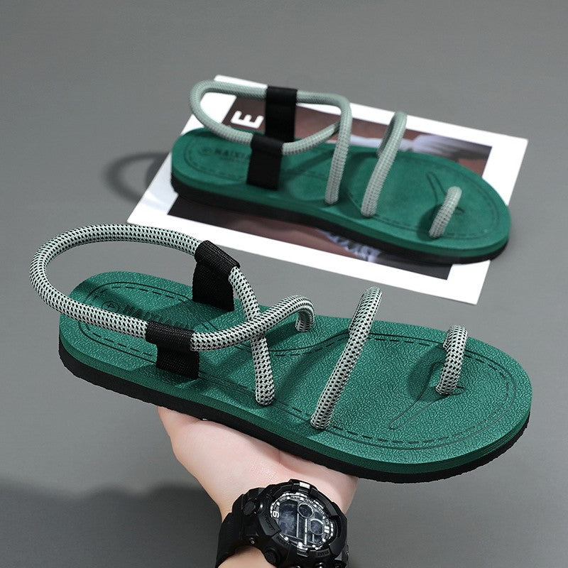 Summer Casual Durable Slippers,Men's Summer Slip-on Anti-slip Outdoor Casual Sandals,Flip-flops for The Beach with Open Toes