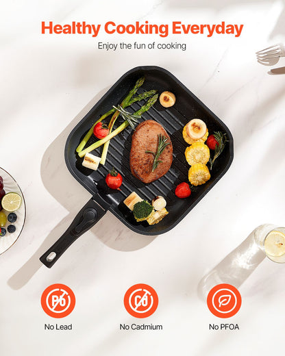 VEVOR 17 Pcs Nonstick Cookware Set Granite Pots and Pans Set Induction Cookwares Kitchen Cooking Set with Frying Sauce Saute Pan