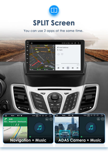 Para Ford Fiesta Mk7 2009-2017 CarPlay sem fio para Apple Android Auto Rádio Automotivo GPS RDS WiFi 4G 8 Núcleos Multimídia Estéreo 2din SWC