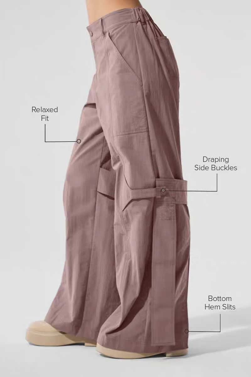 Sports Wide Leg Cargo Pants Women Elastic Waist Loose Solid Color Workwear Pants High Waist Fitness Women's Trousers Sportswear