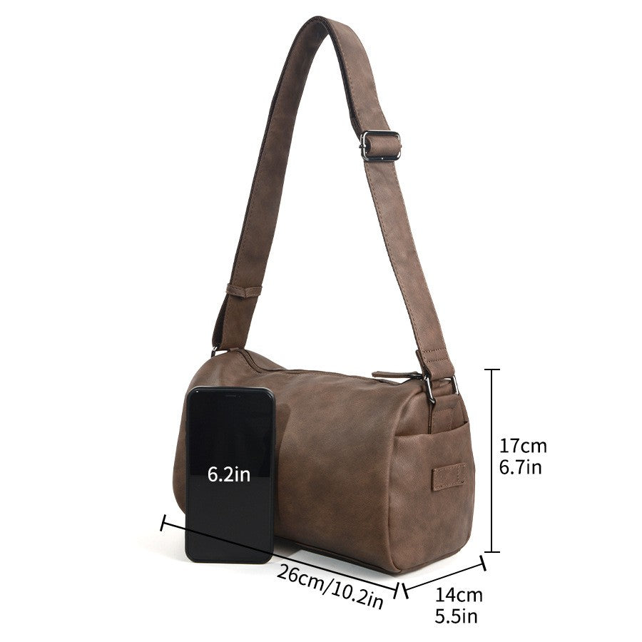 New soft leather men's bag shoulder bag men's leather bag crossbody bag Korean version versatile casual bag small shoulder bag B