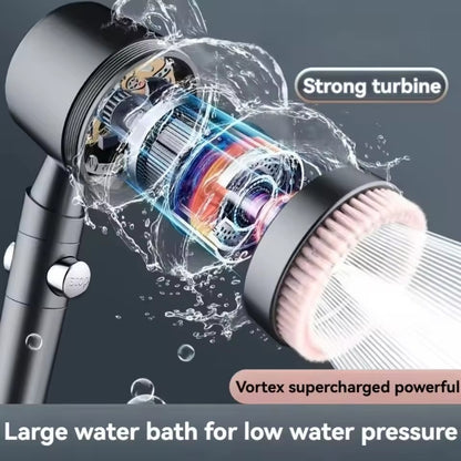 Chuveiro Booster 5 Modos com Escova Massageadora de Alta Pressão para Economia de Água Portátil Filtro de Banheiro com Mangueira e Suporte