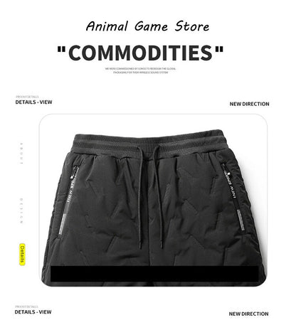 Autumn Mens Thermal Streetwear Plush Thick Fleece Sweatpant Lambswool Waterproof Trousers Winter Waem Casual Windproof Pants