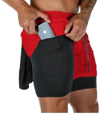 New Sports 2 in 1 Double Layer Shorts Running Fitness Gym Workout Tight Shorts Brand Jogger Mesh Quick Drying Sportswear Summer