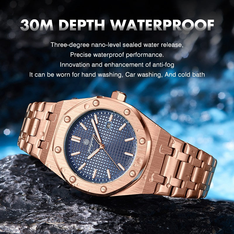 PAAZOMU Luxury Business Man Wristwatch Waterproof Luminous Date Men Watch Stainless Steel Fashion Quartz Watches For Men Reloj