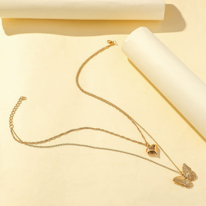 Colar Borboleta Vintage Feminino Dourado Aço Inoxidável Lâmina Correntes de Cobra Pingentes Estéticos Gargantilha Joias Femininas Presente Para Mulher
