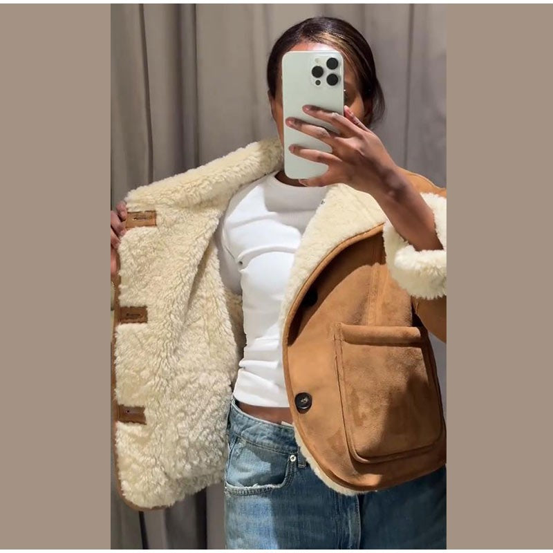 ? Fashion Double Sided Solid Jacket Women Lapel Collar Single Breasted Long Sleeve Coats 2025 Autumn New Lady Utility Outerwear