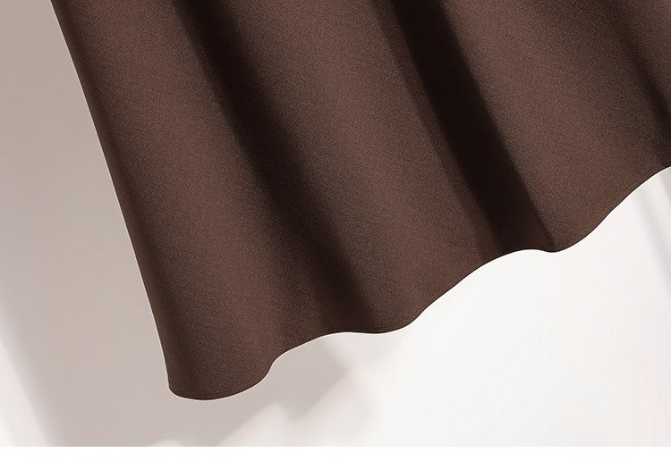 A-Line Mini Skirt High Waist Mid Length Skirts Women's Slimming Black Autumn Elastic Waist Design Solid Color Versatile Skirt