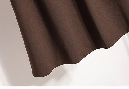 A-Line Mini Skirt High Waist Mid Length Skirts Women's Slimming Black Autumn Elastic Waist Design Solid Color Versatile Skirt