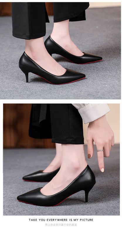 Sexy Fashion Red Sole Women's Pumps Matte Leather Stiletto Heels Shoes Classic Black Career Work Dress Shoes Ladies High Heels ?