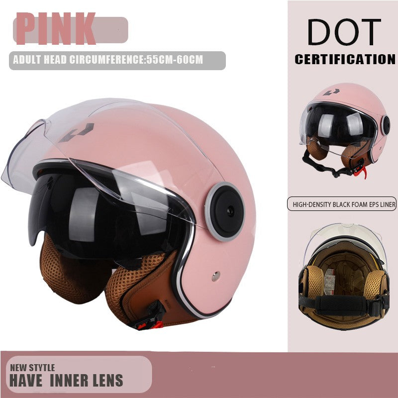 Capacete de proteção certificado pelo DOT, capacetes vintage de lente dupla, capacete de corrida para todas as estações