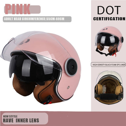 Capacete de proteção certificado pelo DOT, capacetes vintage de lente dupla, capacete de corrida para todas as estações