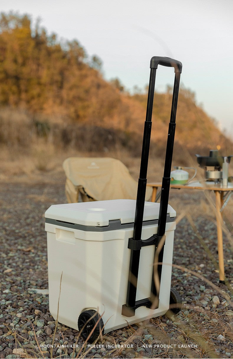 Refrigerador Externo MOUNTAINHIKER 36L com Rodas e Carrinho Incubadora Portátil Caixa Térmica Churrasco Carro Polia Caixa Térmica Caixa Refrigeradora