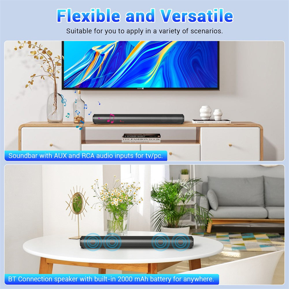Soundbar Sistema de Som para TV Alto-Falante Bluetooth Subwoofer Sem Fio Graves Home Theater Recarregável Alto-falante Portátil